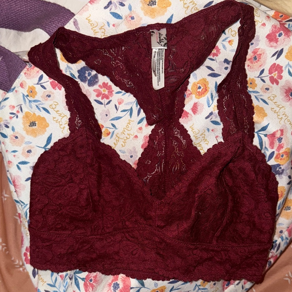 Free People, Lace Bralette in Burgundy